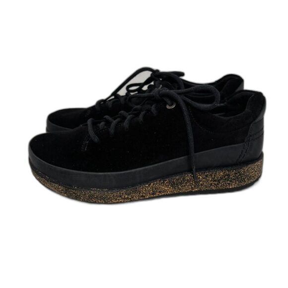 Birkenstock Honnef Low Black Leather Suede Cork Shoes Sneakers - Picture 1 of 10